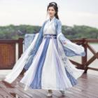 Hanfu Set: Light Jacket + Long-sleeve Top + Maxi Skirt + Scarf