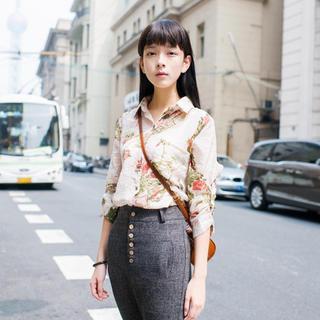 Long-sleeve Floral Print Blouse