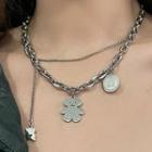 Bear Pendant Layered Alloy Necklace 2591a - Silver - One Size