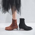 Faux Suede Pointed High Heel Short Boots