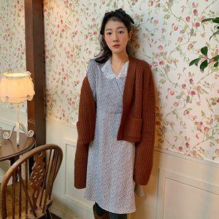 Lace-collar Floral A-line Minidress