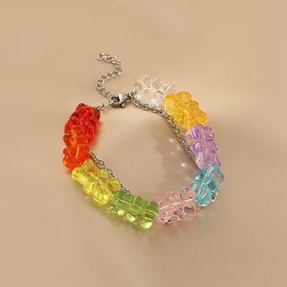 Bear Acrylic Bracelet Red & Yellow & Green - One Size