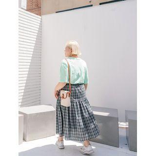 Plus Size Band-waist Plaid Skirt