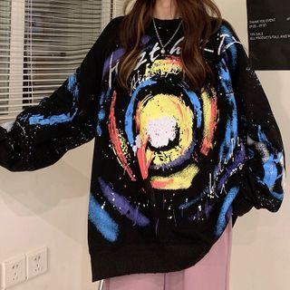 Long-sleeve Printed Oversize Sweatshirt
