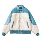 Faux Leather Two-tone Shirt Jacket