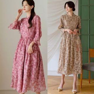 Textured Chiffon Wrap Dress