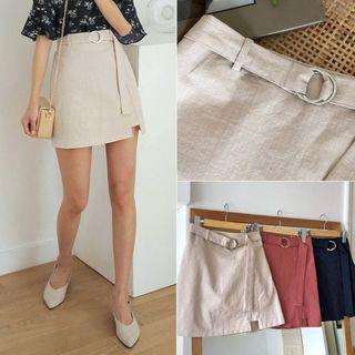 Belted Cutout-detail Miniskirt