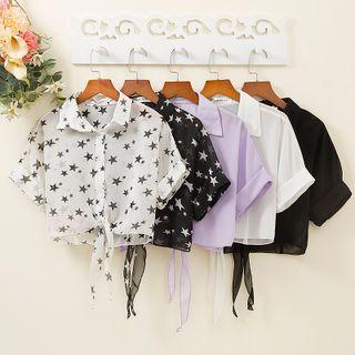 Short-sleeve Star Print Chiffon Shirt