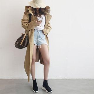 Double-breasted Hood Trench Coat