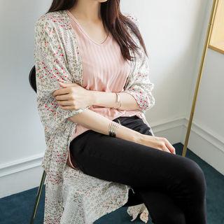 Floral Chiffon Maxi Robe Cardigan