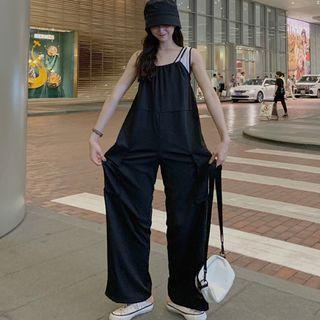 Sleeveless Wide Leg Playsuit Black - One Size