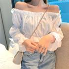Off-shoulder Long-sleeve Crop Top White - One Size