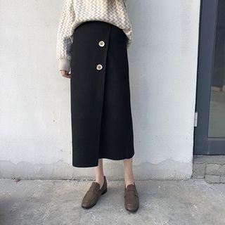 Midi Buttoned Knit Skirt