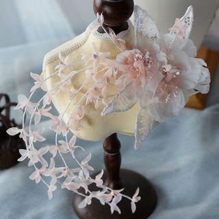 Wedding Lace Flower Headpiece Pink - One Size