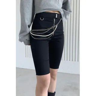 Faux-pearl Layered Chain Belt Silver - One Size