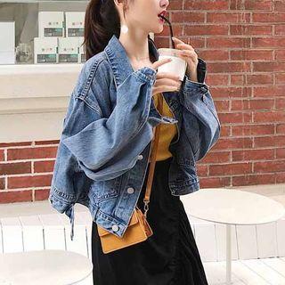 Long Sleeve Cropped Denim Jacket
