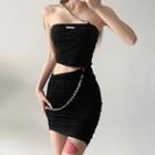 Chain Strap Cutout Mini Sheath Dress