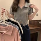 Short-sleeve Collar Zipped T-shirt