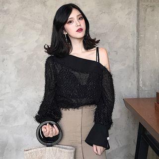 Cutout Shoulder Plain Blouse