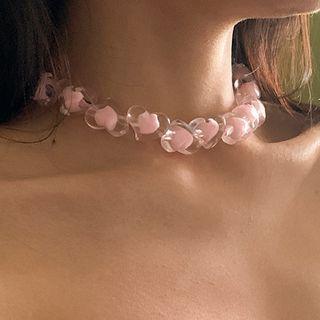 Heart Acrylic Choker 1 Pc - Pink - One Size