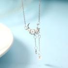 Alloy Faux Pearl Moon & Star Pendant Necklace