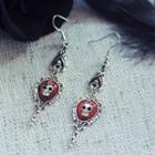Skull Alloy Dangle Earring 1 Pair - Silver & Red - One Size