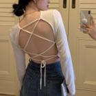 Long-sleeve Open Back Strappy Cardigan