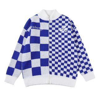 Check Zip Knit Jacket