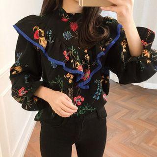 Fringed V-neck Blouse