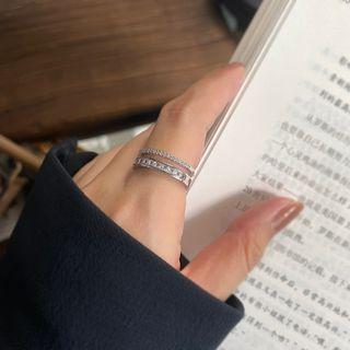 Layered Cz Ring Silver - One Size
