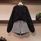 Faux-pearl Sweater / Shorts / Set
