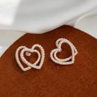 Alloy Faux Pearl Heart Earring 1 Pair - 925 Silver Needle Earrings - White - One Size