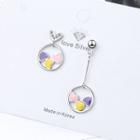 Non-matching Heart Drop Earring 1 Pair - Silver - One Size