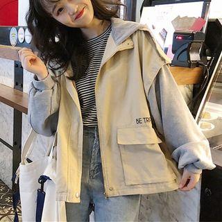 Hooded Zip Paneled Cargo Jacket