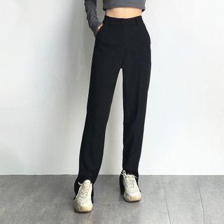 High-waist Split Straight-leg Pants
