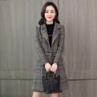 Set: Plaid Long Coat + A-line Skirt