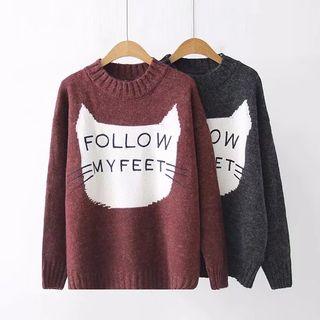 Round-neck Print Sweater