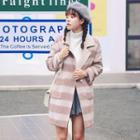 Plaid Notch Lapel Snap-button Coat
