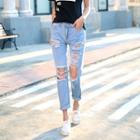 Ripped Straight Fit Jeans