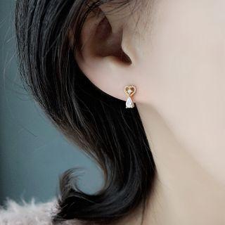Heart Rhinestone Sterling Silver Drop Earring