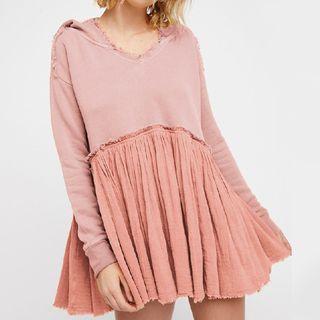 Hooded Long-sleeve Panel A-line Dress