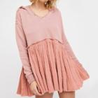 Hooded Long-sleeve Panel A-line Dress