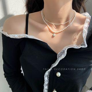 Rhinestone Faux Pearl Necklace (various Designs)