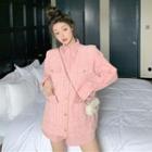 Long-sleeve Plain Shirt / Tweed Vest