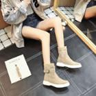 Knit Panel Buckled Short Boots