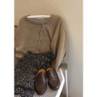 Wool Blend Diagonal-button Cardigan