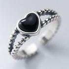 Heart Layered Open Ring 1 Pc - Silver - One Size