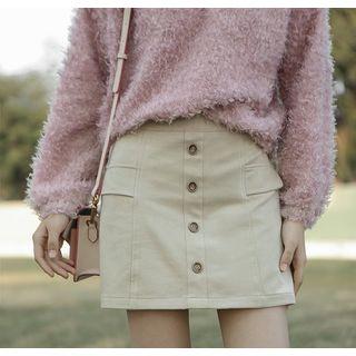 High Waist A-line Velvet Skirt