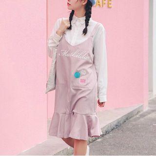 Letter Embroidered Pinafore Dress