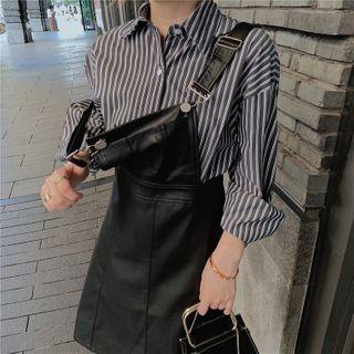 Faux Leather Mini A-line Jumper Dress